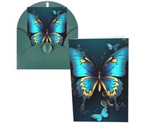 KKLWEGU Blank Greetings Card 4'' X 6'' With Envelopes, Elegant Butterfly Thank You Cards Note Cards Dark Green All Occasion Cards For Christmas Holidays Birthday Graduation Anniversaries