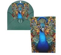 KKLWEGU Blank Greetings Card 4'' X 6'' With Envelopes, Elegant Peacock Thank You Cards Note Cards Dark Green All Occasion Cards For Christmas Holidays Birthday Graduation Anniversaries