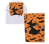 KKLWEGU Blank Greetings Card 4'' X 6'' With Envelopes, Halloween Witch Flying Thank You Cards Note Cards White All Occasion Cards For Christmas Holidays Birthday Graduation Anniversaries