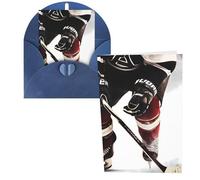 KKLWEGU Blank Greetings Card 4'' X 6'' With Envelopes, Ice Hockey Pattern Thank You Cards Note Cards Blue All Occasion Cards For Christmas Holidays Birthday Graduation Anniversaries