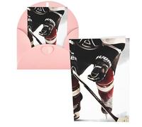 KKLWEGU Blank Greetings Card 4'' X 6'' With Envelopes, Ice Hockey Pattern Thank You Cards Note Cards Pink All Occasion Cards For Christmas Holidays Birthday Graduation Anniversaries