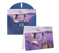 KKLWEGU Blank Greetings Card 4'' X 6'' With Envelopes, Lavender Field Bike Thank You Cards Note Cards Blue All Occasion Cards For Christmas Holidays Birthday Graduation Anniversaries