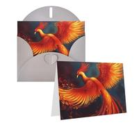 KKLWEGU Blank Greetings Card 4'' X 6'' With Envelopes, Orange Red Phoenix Thank You Cards Note Cards Gray All Occasion Cards For Christmas Holidays Birthday Graduation Anniversaries