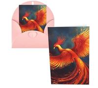 KKLWEGU Blank Greetings Card 4'' X 6'' With Envelopes, Orange Red Phoenix Thank You Cards Note Cards Pink All Occasion Cards For Christmas Holidays Birthday Graduation Anniversaries