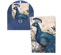 KKLWEGU Blank Greetings Card 4'' X 6'' With Envelopes, Peacock Floral Thank You Cards Note Cards Blue All Occasion Cards For Christmas Holidays Birthday Graduation Anniversaries