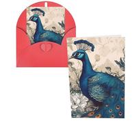KKLWEGU Blank Greetings Card 4'' X 6'' With Envelopes, Peacock Floral Thank You Cards Note Cards Red All Occasion Cards For Christmas Holidays Birthday Graduation Anniversaries