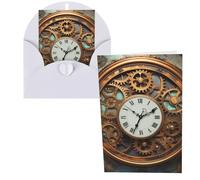 KKLWEGU Blank Greetings Card 4'' X 6'' With Envelopes, Rusty Steampunk Clock Thank You Cards Note Cards White All Occasion Cards For Christmas Holidays Birthday Graduation Anniversaries