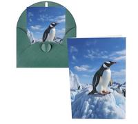 KKLWEGU Blank Greetings Card 4'' X 6'' With Envelopes, Snow Mountain Penguin Thank You Cards Note Cards Dark Green All Occasion Cards For Christmas Holidays Birthday Graduation Anniversaries