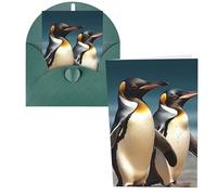 KKLWEGU Blank Greetings Card 4'' X 6'' With Envelopes, Stylish Animal Penguin Thank You Cards Note Cards Dark Green All Occasion Cards For Christmas Holidays Birthday Graduation Anniversaries