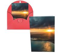 KKLWEGU Blank Greetings Card 4'' X 6'' With Envelopes, Sunrise Over Hawaii Thank You Cards Note Cards Red All Occasion Cards For Christmas Holidays Birthday Graduation Anniversaries