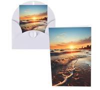 KKLWEGU Blank Greetings Card 4'' X 6'' With Envelopes, Sunset View On The Beach Shore Thank You Cards Note Cards White All Occasion Cards For Christmas Holidays Birthday Graduation Anniversaries