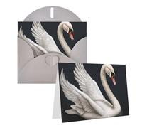 KKLWEGU Blank Greetings Card 4'' X 6'' With Envelopes, White Swan Thank You Cards Note Cards Gray All Occasion Cards For Christmas Holidays Birthday Graduation Anniversaries