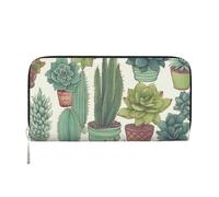 KKLWEGU Cactus Succulents Women'S Wallet Zip Around Travel Leather Wallet Card Holder Clucth Purse Gift For Women Ladies