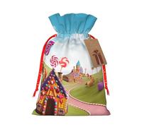 KKLWEGU Candy Beautiful Land Christmas Drawstring Gift Bags Reusable Christmas Wrapping Bag W/Tags 4.7x6.9 Inch Xmas Treat Pouch Goody Bags Candy Treat Bag For Xmas Holiday Presents Party Favor