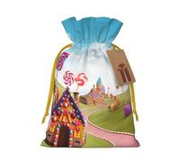 KKLWEGU Candy Beautiful Land Christmas Drawstring Gift Bags Reusable Christmas Wrapping Bag W/Tags 8.3x11.8 Inch Xmas Treat Pouch Goody Bags Candy Treat Bag For Xmas Holiday Presents Party Favor