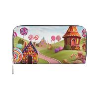 KKLWEGU Candy Beautiful Land Women'S Wallet Zip Around Travel Leather Wallet Card Holder Clucth Purse Gift For Women Ladies