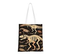 KKLWEGU Canvas Tote Bag For Women, Large Shoulder Bags Dinosaur Skeleton Print Shopping Bag With Pockets Cute Reusable Grocery Bags