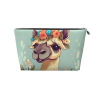 KKLWEGU Cartoon Camel Flower Cosmetic Bag Pu Leather Waterproof Makeup Bag Portable Travel Toiletry Bag Organizer Gold Zipper Pouch For Women Ladies Gift, Silver, One Size