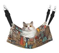 KKLWEGU Cartoon Cute New York American Theme Art Cat Hammock Summer Breathable Hanging Pet Cage Hammock Bed Adjustable Soft Sleeping Hammock for Cats Small Dogs Rabbits Large