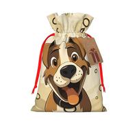 KKLWEGU Cartoon Dog Bone Christmas Drawstring Gift Bags Reusable Christmas Wrapping Bag W/Tags 8.3x11.8 Inch Xmas Treat Pouch Goody Bags Candy Treat Bag For Xmas Holiday Presents Party Favor