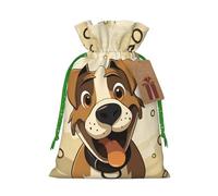 KKLWEGU Cartoon Dog Bone Christmas Drawstring Gift Bags Reusable Christmas Wrapping Bag W/Tags 8.3x11.8 Inch Xmas Treat Pouch Goody Bags Candy Treat Bag For Xmas Holiday Presents Party Favor