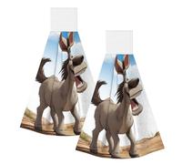 KKLWEGU Cartoon Donkey Hand Towel Soft Absorbent Hanging Kitchen Dish Towels with Hanging Loop Fast Drying Tie Towels Bath Towel for Bathroom Kitchen Home Decor 14 X 11.8 Inches