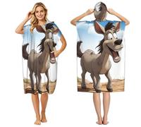 KKLWEGU Cartoon Donkey Surf Poncho Changing Robe with Hood Absorbent Quick Dry Microfiber Wetsuit Changing Towel Oversized Hooded Beach Towel for Swim, Bath, Beach