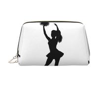 KKLWEGU Cheerleader Leather Makeup Bag Waterproof Cosmetic Bag Organizer Small Make Up Zipper Pouch Portable Travel Toiletry Bag For Women Girls, Gold, One Size