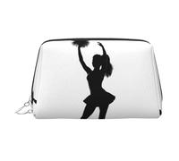 KKLWEGU Cheerleader Leather Makeup Bag Waterproof Cosmetic Bag Organizer Small Make Up Zipper Pouch Portable Travel Toiletry Bag For Women Girls, Silver, One size