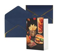 KKLWEGU Chicken leg burger drink Greeting Card with Envelopes Thinking of You Card Happy Birthday Wedding Invitation Blank Note Cards for All Occasions 4x6