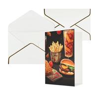 KKLWEGU Chicken leg burger drink Greeting Card with Envelopes Thinking of You Card Happy Birthday Wedding Invitation Blank Note Cards for All Occasions 4x6