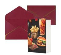 KKLWEGU Chicken leg burger drink Greeting Card with Envelopes Thinking of You Card Happy Birthday Wedding Invitation Blank Note Cards for All Occasions 4x6