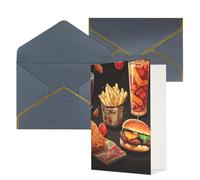 KKLWEGU Chicken leg burger drink Greeting Card with Envelopes Thinking of You Card Happy Birthday Wedding Invitation Blank Note Cards for All Occasions 4x6