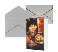 KKLWEGU Chicken leg burger drink Greeting Card with Envelopes Thinking of You Card Happy Birthday Wedding Invitation Blank Note Cards for All Occasions 4x6