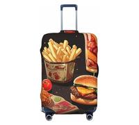 KKLWEGU Chicken Leg Burger Drink Luggage Cover Stretch Washable Suitcase Protector Suitcase Cover Anti-Scratch Luggage Sleeve Elastic Suitcase Case Protector Baggage Cover Fits 18-32 Inch, Black, M