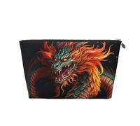 KKLWEGU Chinese Dragon Cosmetic Bag Pu Leather Waterproof Makeup Bag Portable Travel Toiletry Bag Organizer Gold Zipper Pouch For Women Ladies Gift, Silver, One Size