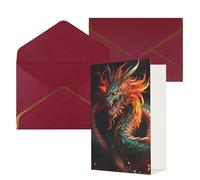 KKLWEGU Chinese Dragon Greeting Card with Envelopes Thinking of You Card Happy Birthday Wedding Invitation Blank Note Cards for All Occasions 4x6