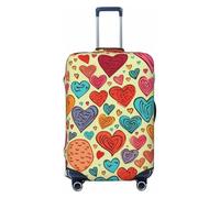 KKLWEGU Colorful Heart Pattern Luggage Cover Stretch Washable Suitcase Protector Suitcase Cover Anti-Scratch Luggage Sleeve Elastic Suitcase Case Protector Baggage Cover Fits 18-32 Inch, Black, S