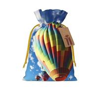 KKLWEGU Colorful Hot Air Balloon Christmas Drawstring Gift Bags Reusable Christmas Wrapping Bag W/Tags 4.7x6.9 Inch Xmas Treat Pouch Goody Bags Candy Treat Bag For Xmas Holiday Presents Party Favor