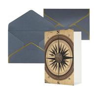 KKLWEGU Compass Wind Road Map Greeting Card with Envelopes Thinking of You Card Happy Birthday Wedding Invitation Blank Note Cards for All Occasions 4x6