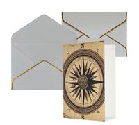 KKLWEGU Compass Wind Road Map Greeting Card with Envelopes Thinking of You Card Happy Birthday Wedding Invitation Blank Note Cards for All Occasions 4x6