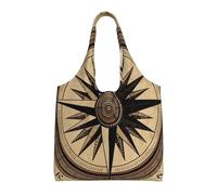 KKLWEGU Compass Wind Road Map Large Tote Bag For Women, Heavy Duty Foldable Shopping Tote Bag Shoulder Bag For Work Beach Travel