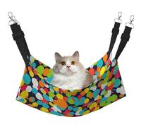 KKLWEGU Confetti Bright Pattern Cat Hammock Summer Breathable Hanging Pet Cage Hammock Bed Adjustable Soft Sleeping Hammock for Cats Small Dogs Rabbits Large