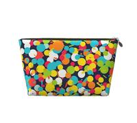 KKLWEGU Confetti Bright Pattern Cosmetic Bag Pu Leather Waterproof Makeup Bag Portable Travel Toiletry Bag Organizer Gold Zipper Pouch For Women Ladies Gift, Gold, One Size