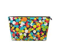 KKLWEGU Confetti Bright Pattern Cosmetic Bag Pu Leather Waterproof Makeup Bag Portable Travel Toiletry Bag Organizer Gold Zipper Pouch For Women Ladies Gift, Silver, One Size