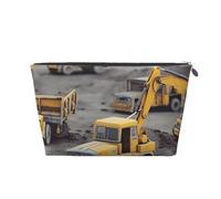 KKLWEGU Construction Trucks Cosmetic Bag Pu Leather Waterproof Makeup Bag Portable Travel Toiletry Bag Organizer Gold Zipper Pouch For Women Ladies Gift, Silver, One Size