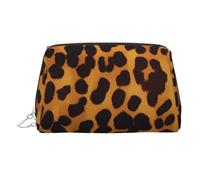 KKLWEGU Cool Cheetah Leopard Leather Makeup Bag Waterproof Cosmetic Bag Organizer Small Make Up Zipper Pouch Portable Travel Toiletry Bag For Women Girls, Silver, One size