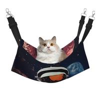 KKLWEGU Cool Man in Outer Space Galaxy Cat Hammock Summer Breathable Hanging Pet Cage Hammock Bed Adjustable Soft Sleeping Hammock for Cats Small Dogs Rabbits Large
