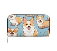 KKLWEGU Corgi Pattern Corgi Pattern Women'S Wallet Zip Around Travel Leather Wallet Card Holder Clucth Purse Gift For Women Ladies
