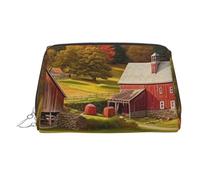 KKLWEGU Country Farm Leather Makeup Bag Waterproof Cosmetic Bag Organizer Small Make Up Zipper Pouch Portable Travel Toiletry Bag For Women Girls, Silver, One size